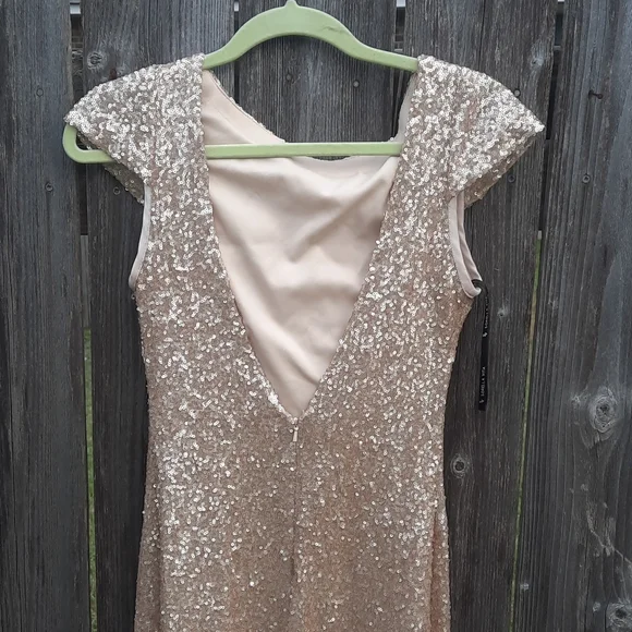 Sorella Vita SV Gold Sequin Dress Low Back Size 10 Gorgeous Gown Bridal Prom - Picture 15 of 16